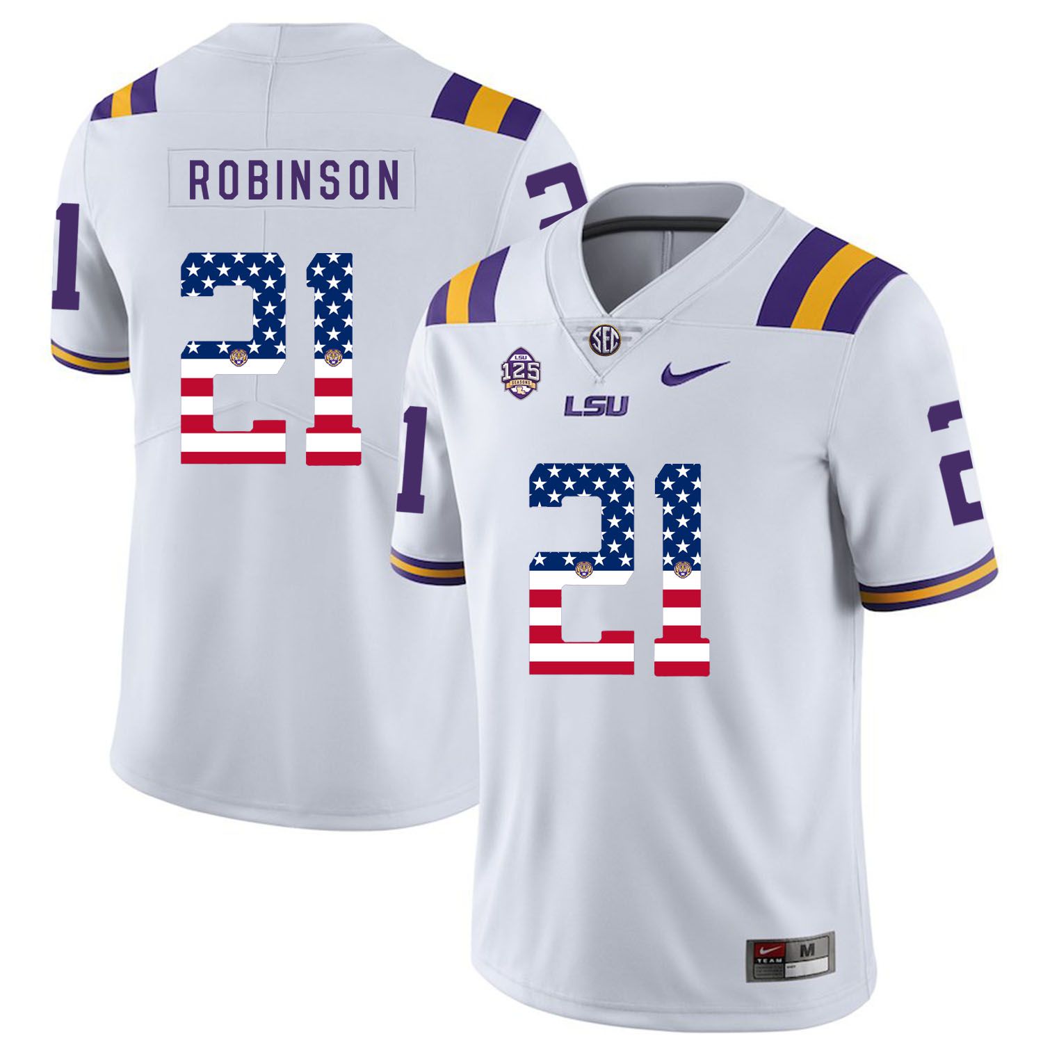 Men LSU Tigers #21 Robinson White Flag Customized NCAA Jerseys->customized ncaa jersey->Custom Jersey